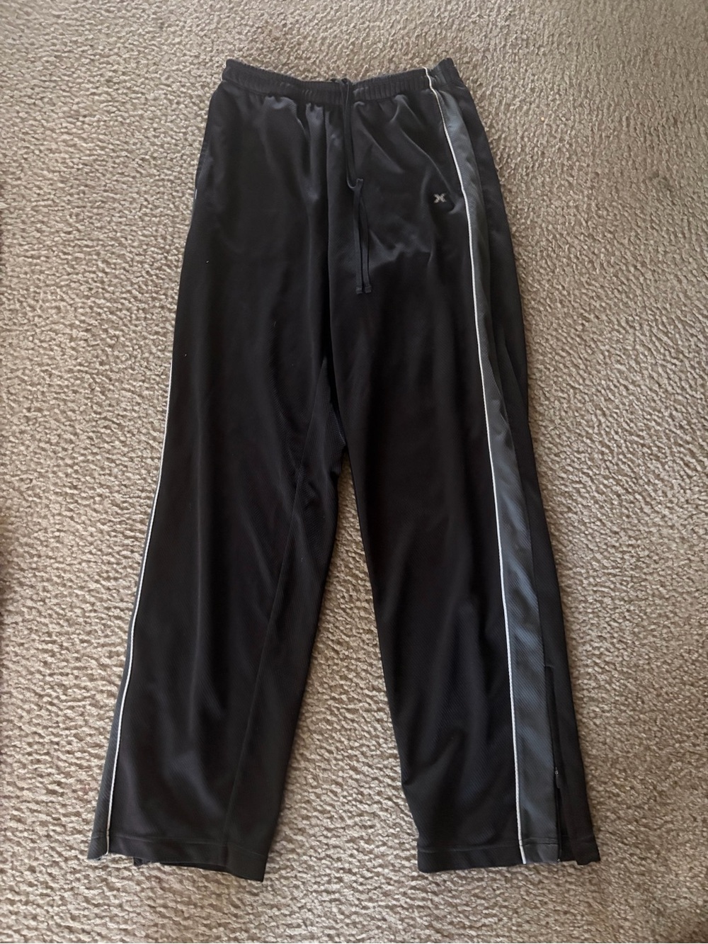 Black Men's Athletic Track Pants with Contrast Side Stripe